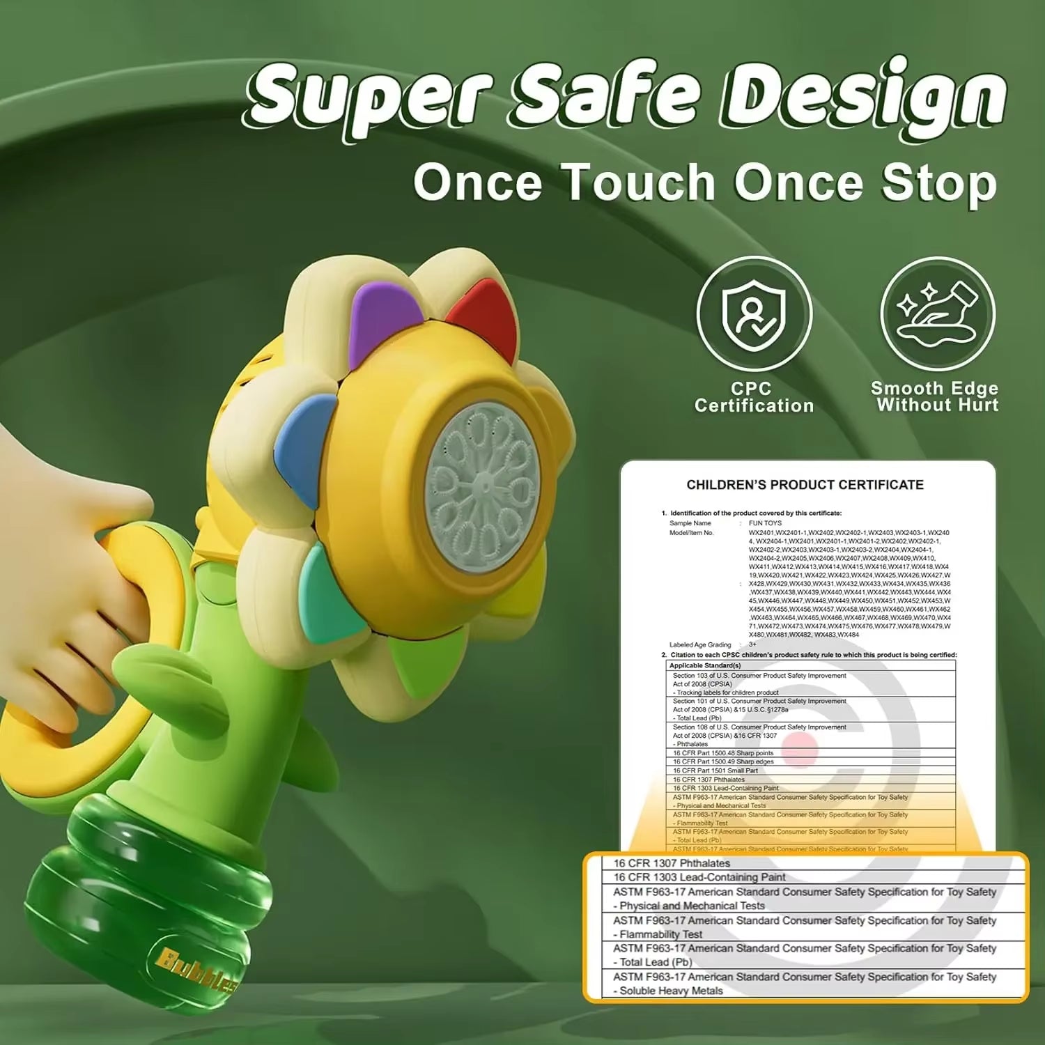 3-Speed Adjustment Sunflower Bubble Machine Adjustment Automatic Portable Blowing Bubble Bath Toy Night Light Birthday Party