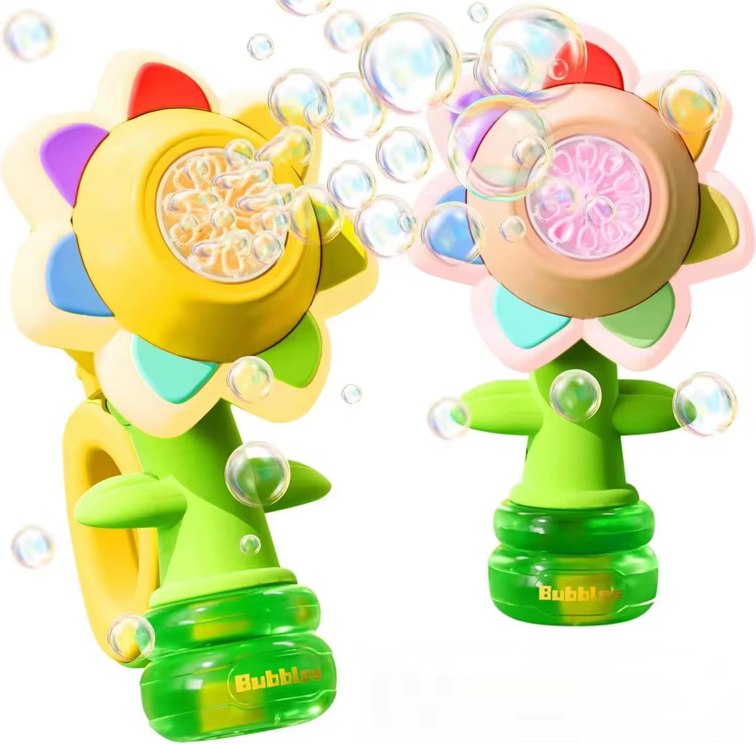 3-Speed Adjustment Sunflower Bubble Machine Adjustment Automatic Portable Blowing Bubble Bath Toy Night Light Birthday Party